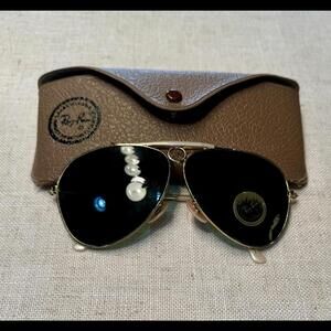 Vintage 80s Ray-Ban Aviators with Gold Frames